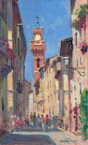 Dipinto olio toscana pienza - olio,