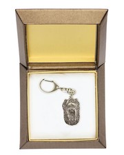 Yorkshire Terrier II - Portachiavi argentato con cane in confezione regalo, deco