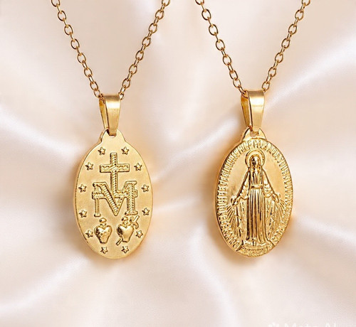 Collana oro vergine santa - collana,