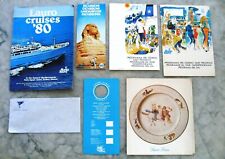 Gadget depliants vintage anni '70 '80 flotta Lauro Lines Napoli nave crociera 