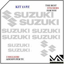 KIT 13 ADESIVI stickers SCRITTE LOGO SUZUKI AUTO MOTO FUORISTRADA 4X4 ARGENTO