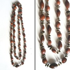 Vintage Collana in SEMI di FRUTTA - Colore MARRONE e NERA - Anni 60