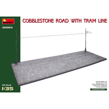 Cobblestone road tram - w/tram, line