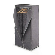 Armadio guardaroba Kipit Nero Grigio Stoffa 75 x 46 x 160 cm
