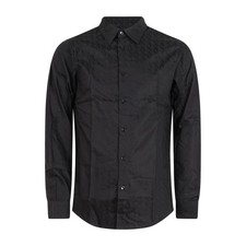 Armani Exchange - Camicia nera con logo all-over A|X tono su tono per uomo