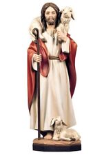 STATUA DI GESÙ BUON PASTORE CM 23 SCOLPITA IN LEGNO DELLA VALGARDENA 