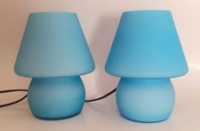PAIR BLUE MUSHROOM MURANO