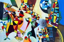 MILJENKO BENGEZ 40x60 serigrafia su cartone " Pronti per il mardi gras "