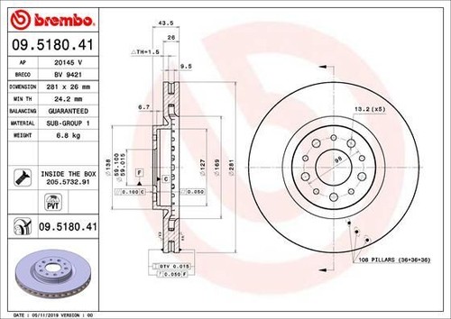 Brembo discofreno 5180 41 - , 09.5180.41