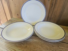 1940 Verbanum Stone SCI Laveno 4 Fondi 1 Piatto Piano Filo Blu & Oro  Ceramica