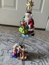 CHRISTOPHER RADKO SHIMMERING SANTA Deluxe Consegna Vetro Soffiato Ornamento con Supporto
