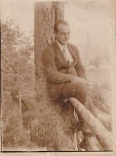 B5 - Foto Photo Fotografia 1920 - Uomo su staccionata