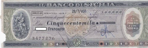 Siracusa assegno del banco - -,