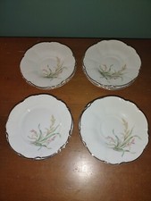 Lotto di 12 piatti da tè Hutschenreuther Selb Bavaria oro 22 kt perline dessert insalata