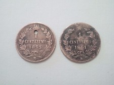 Lotto 2 monete da 1 Centesimo Regno d'Italia 1861 1895 - Vittorio Emanuele II