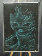 NOVELLA PARIGINI (1921 -1993) Dipinto GESSETTI su Cartoncino VOLTO con Autentica