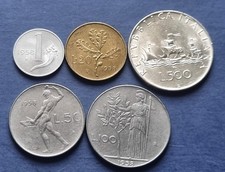 REPUBBLICA ITALIANA ANNO 1958 LOTTO 5 MONETE 1 LIRA + 20 + 50 + 100 + 500 LIRE