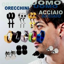 orecchino uomo cerchio  acciaio inox  Nero oro orecchino a bottone