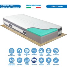 Materasso molle insacchettate e memory singolo 80x190 sfoderabile alcantara h25