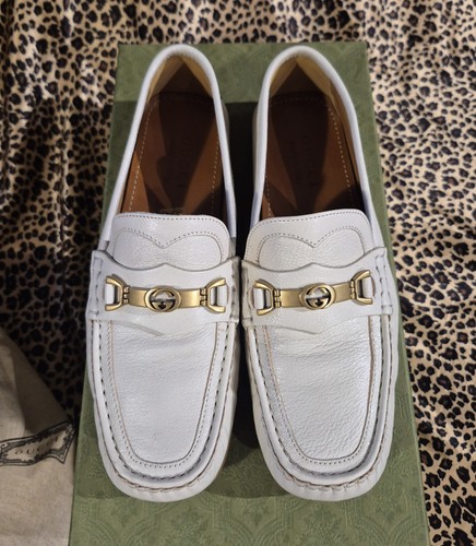 Mocassino gucci bianco fibbia - gucci,