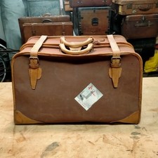 Valigia Cuoio E Tessuto Porta Abiti Vintage Anni 60-70