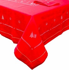 Elite Centrotavola Natalizio 90x90 cm con Ricamo a Punto Croce Rosso - 12321-1R