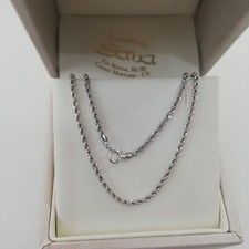 Collana fune corda funetta girocollo 40 cm in oro bianco 750 18 kt spessa 1.5 mm