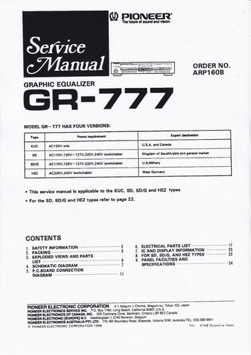 Manuale servizio pioneer - servizio,