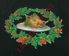 Ritagli cromolitografici - Testa di cinghiale entro serto floreale.