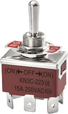Interruttore a Levetta in Metallo DPDT Momentaneo (ON)/OFF/(ON) 3 Posizioni 15A 