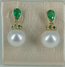 Orecchini con Smeraldi, brillanti e perle