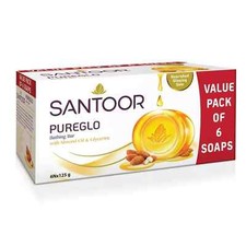 Santoor PureGlo sapone alla glicerina con barretta da bagno all'olio di mando...