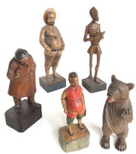 Lotto 5 figure vintage legno