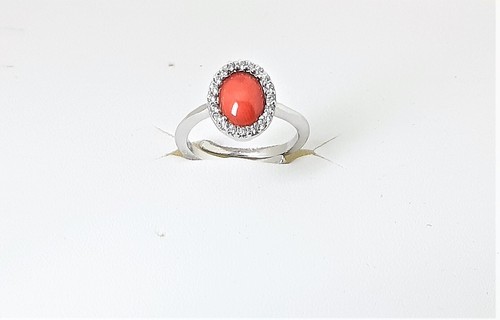 Anello argento con corallo - argento,