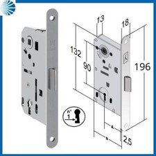 Serratura per porta interna in legno con chiave bonaiti bitter cromata opaco 50