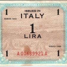 1943 Italy 1 Lira Allied