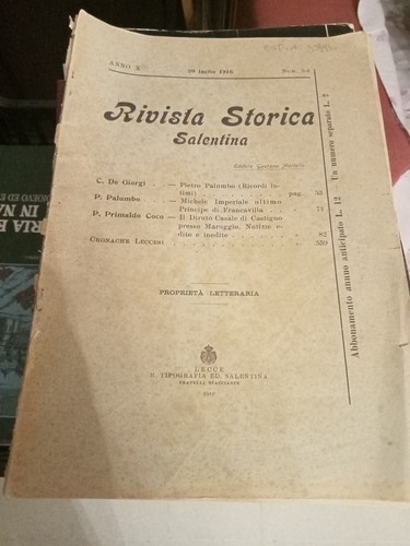 Rivista storica salentina - salentina, anno