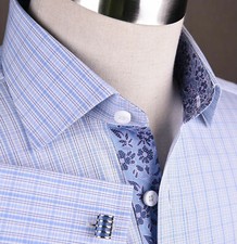Camicia elegante blu scacchi - elegante, a