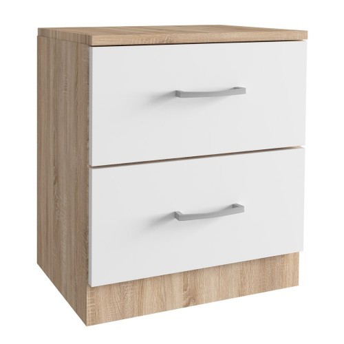 Comodino bianco rovere - rovere, 2