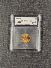 Moneta rara 1974 S MS 67+ RD Lincoln Memorial un centesimo 1c - ICG Hutto etichetta bianca