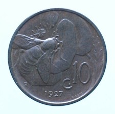 VITTORIO EMANUELE III 10 CENTESIMI 1927 APE COPPER COIN MONETA RAME NUMISMATICA