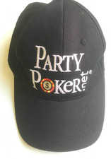 Cappello con visiera Party Poker colore nero regolabile in cotone 100%