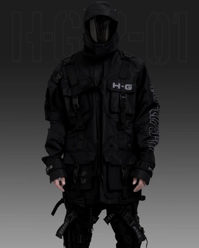Uomo techwear giacca nera - techwear,