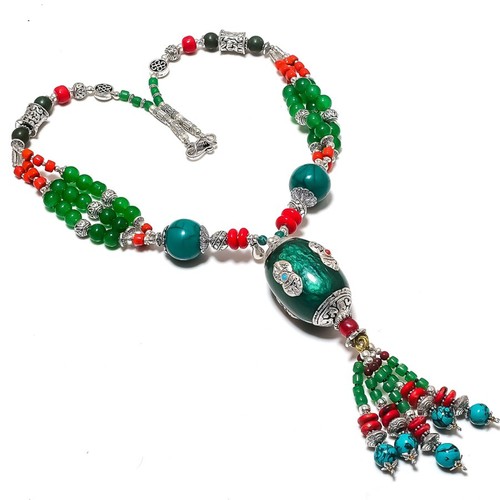 Collana corallo turchese onice