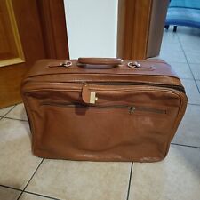 Valigia vintage pelle marrone anni '70-'80 porta abiti da viaggio con chiusura