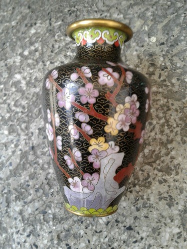 Vaso cloisonné nero cinese - vaso,