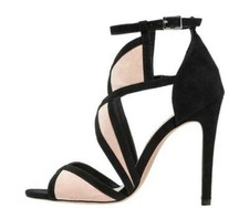 Sandalo donna Anna field n 39 rosa cipria e nero tacco 