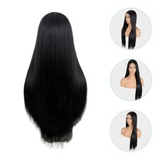 Parrucca lunga sintetica nera