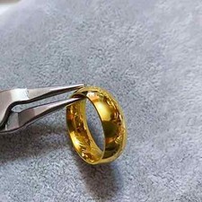Anello HOBBIT Acciaio dorato Oro SIGNORE degli ANELLI scrittura elfica Elfo