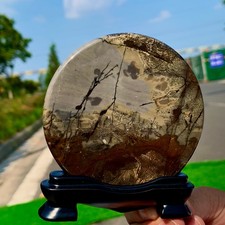 146G Bellissima pietra calcarea dendritica cinese naturale quadro Guohua -Rara